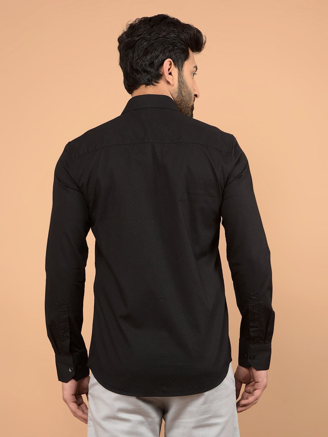 Black Printed 100% Cotton Shirt-Men Shirts-Crimsoune Club
