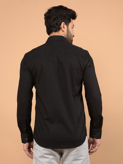 Black Printed 100% Cotton Shirt-Men Shirts-Crimsoune Club