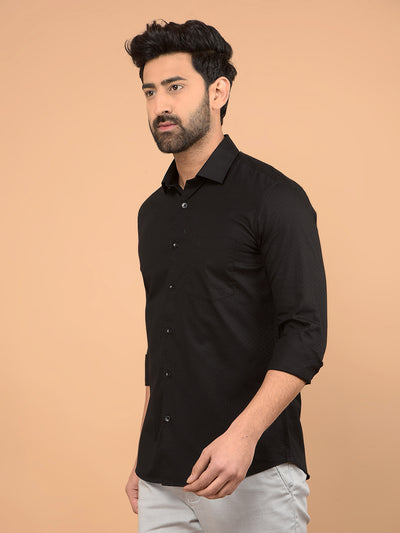 Black Printed 100% Cotton Shirt-Men Shirts-Crimsoune Club