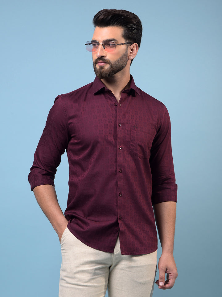 Men's Maroon Printed Shirt-Men Shirts-Crimsoune Club
