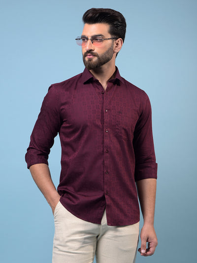 Men's Maroon Printed Shirt-Men Shirts-Crimsoune Club