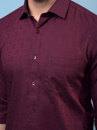 Men's Maroon Printed Shirt-Men Shirts-Crimsoune Club