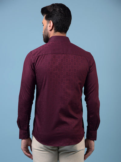 Men's Maroon Printed Shirt-Men Shirts-Crimsoune Club
