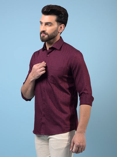 Men's Maroon Printed Shirt-Men Shirts-Crimsoune Club