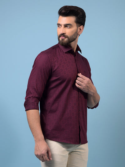 Men's Maroon Printed Shirt-Men Shirts-Crimsoune Club