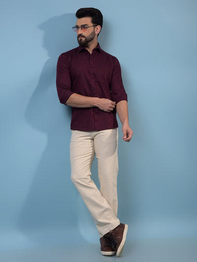 Men's Maroon Printed Shirt-Men Shirts-Crimsoune Club