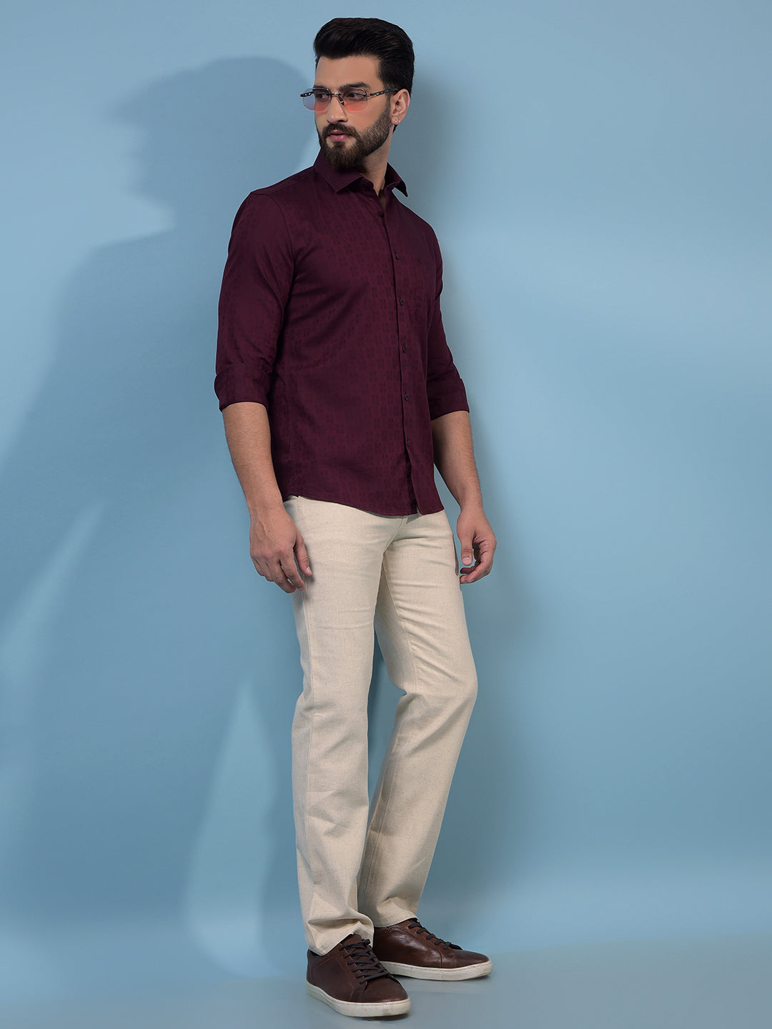 Men's Maroon Printed Shirt-Men Shirts-Crimsoune Club