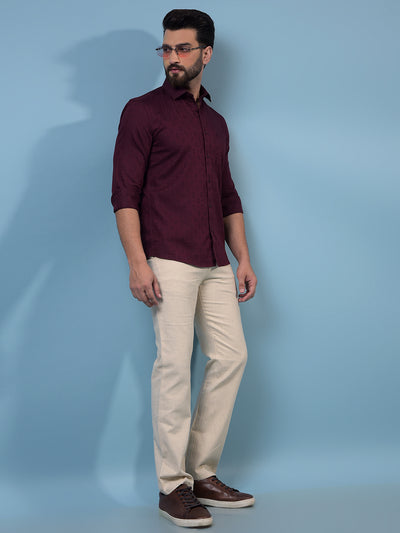 Men's Maroon Printed Shirt-Men Shirts-Crimsoune Club
