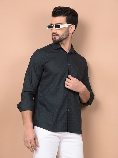 Green Printed Shirt-Men Shirts-Crimsoune Club