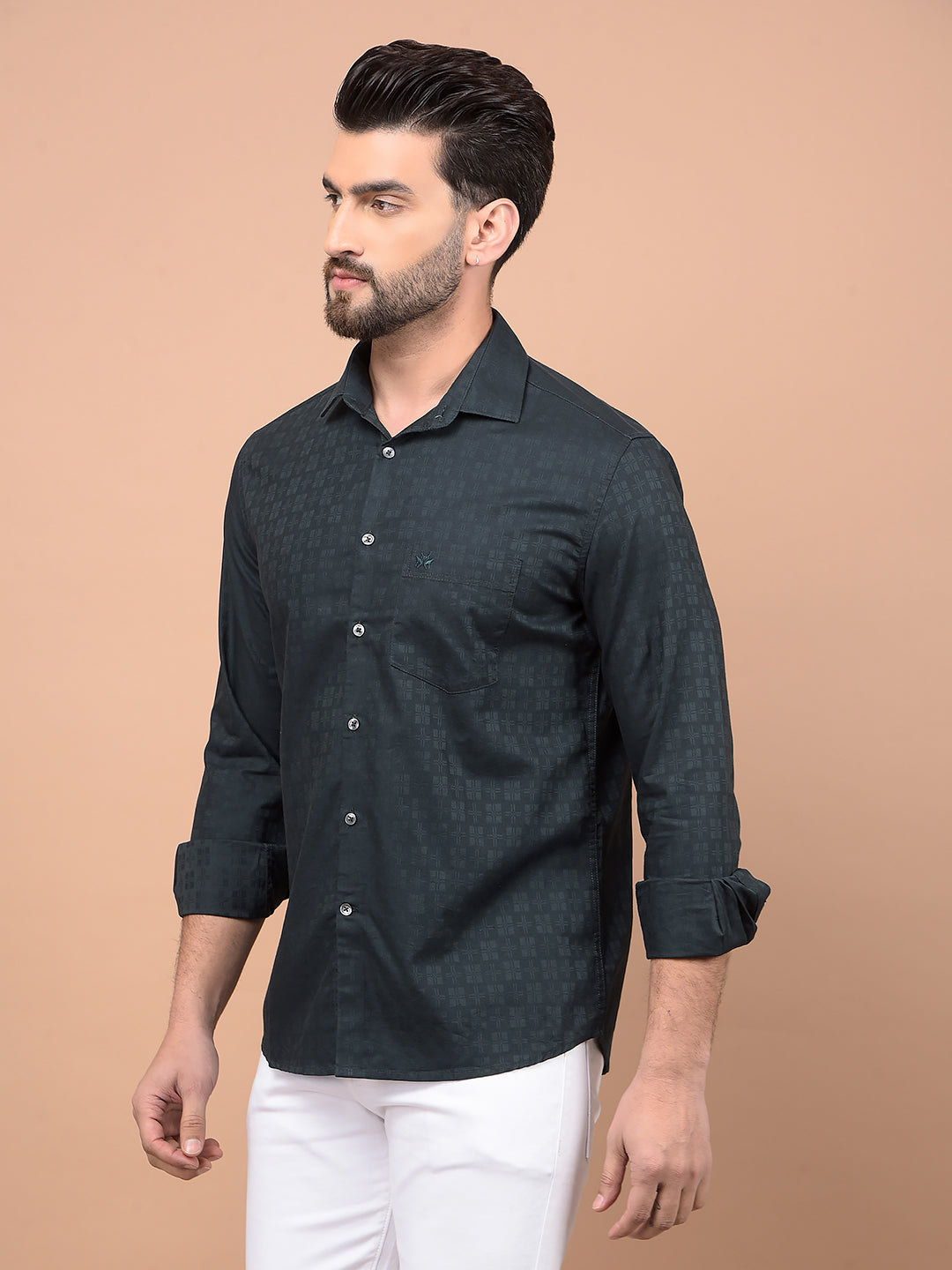 Green Printed Shirt-Men Shirts-Crimsoune Club