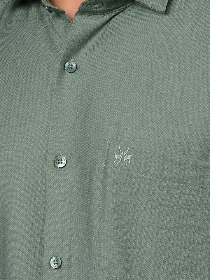 Green Textured Shirt-Men Shirts-Crimsoune Club