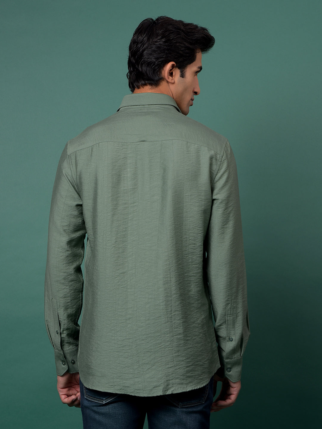 Green Textured Shirt-Men Shirts-Crimsoune Club