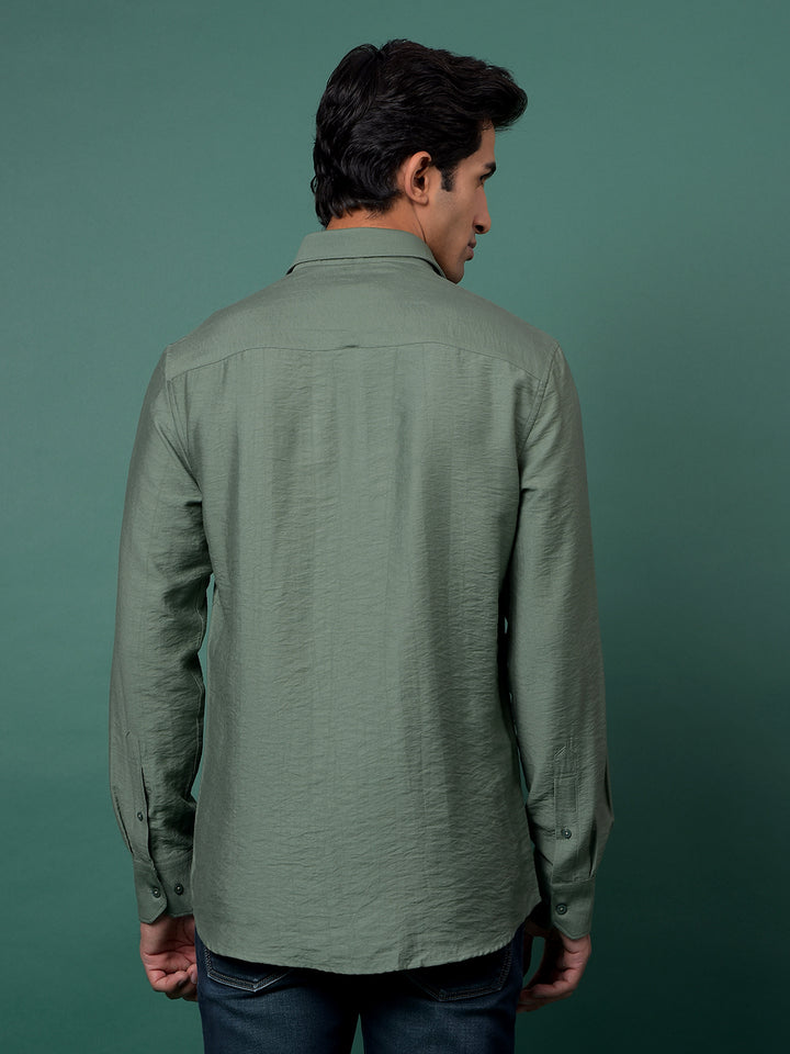 Green Textured Shirt-Men Shirts-Crimsoune Club