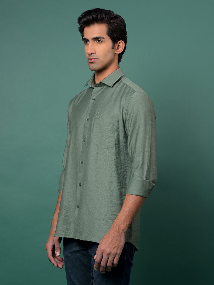 Green Textured Shirt-Men Shirts-Crimsoune Club