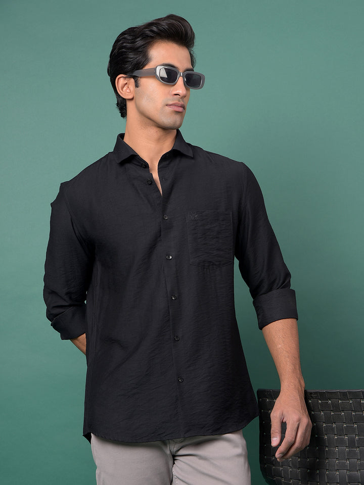 Black Textured Shirt-Men Shirts-Crimsoune Club