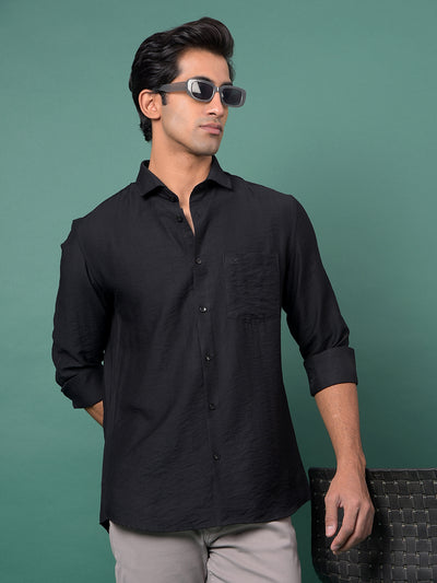 Black Textured Shirt-Men Shirts-Crimsoune Club