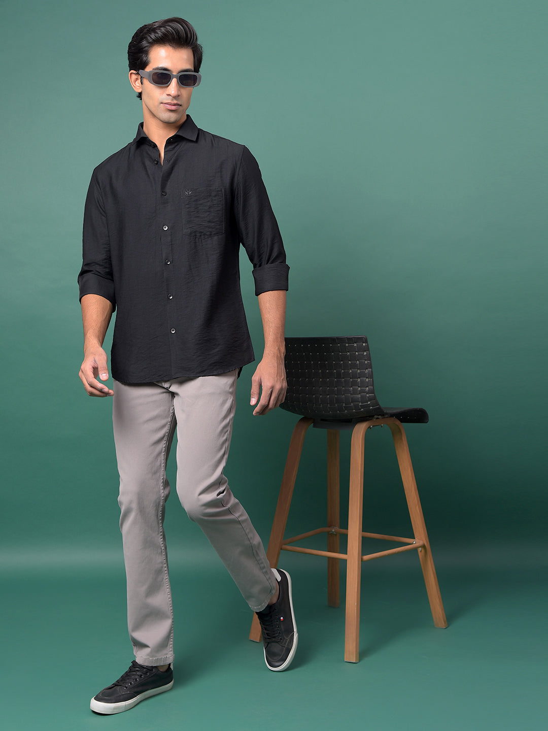 Black Textured Shirt-Men Shirts-Crimsoune Club