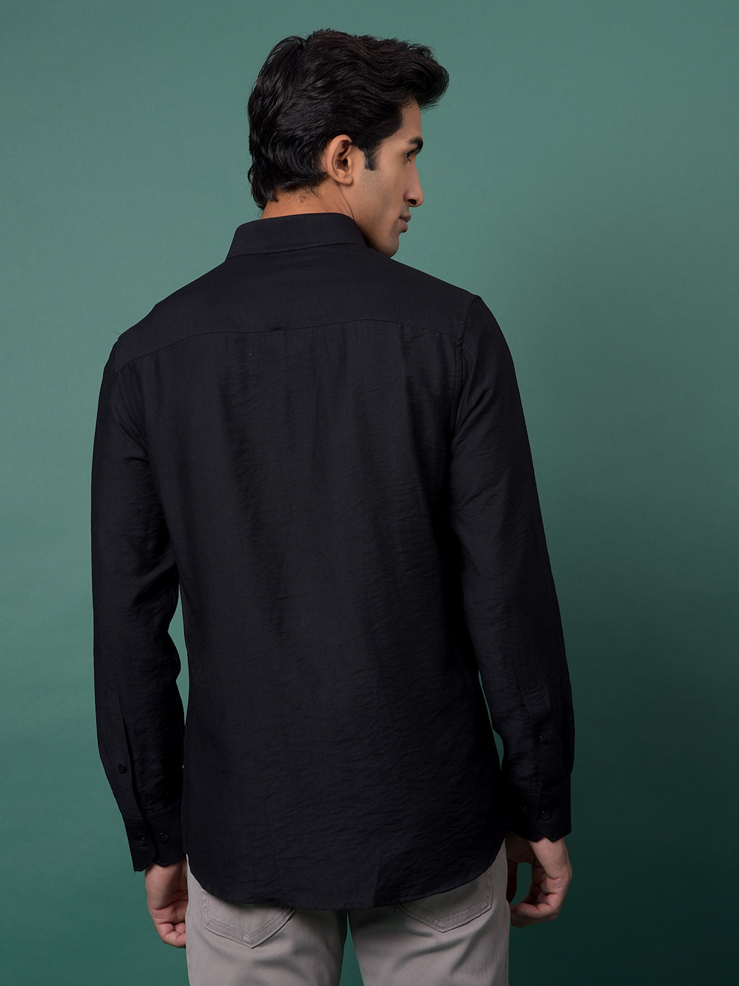 Black Textured Shirt-Men Shirts-Crimsoune Club