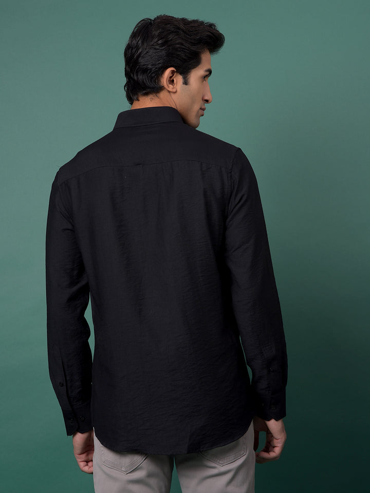 Black Textured Shirt-Men Shirts-Crimsoune Club