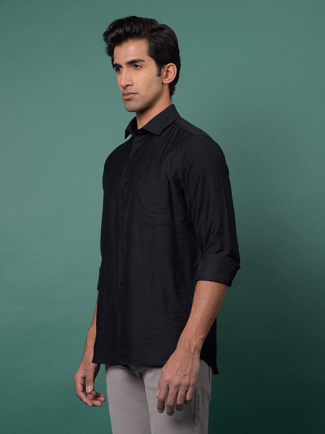 Black Textured Shirt-Men Shirts-Crimsoune Club