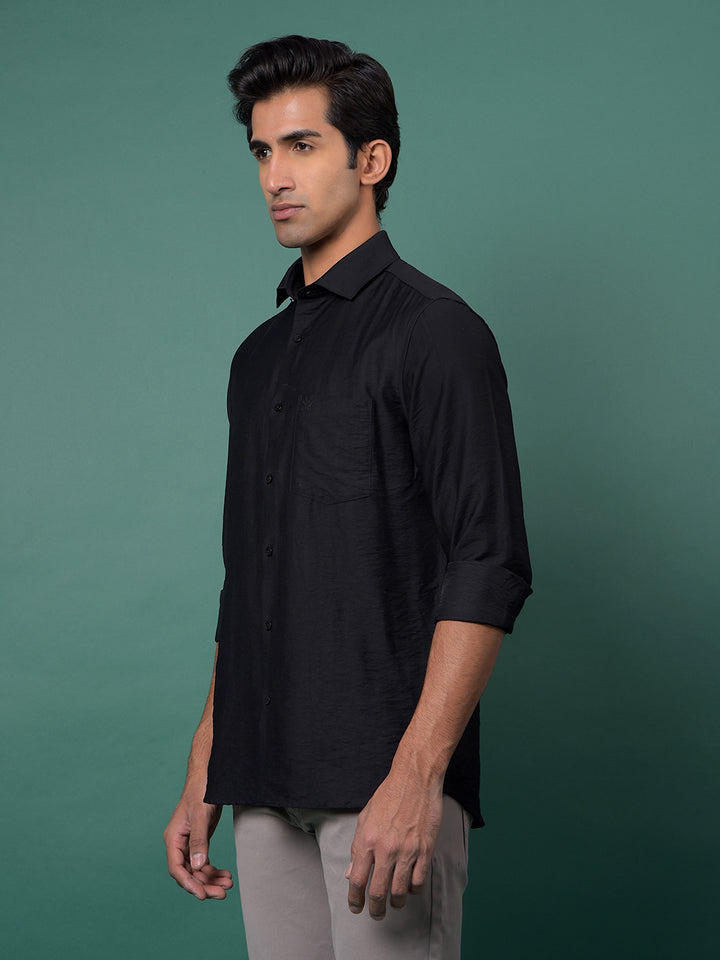 Black Textured Shirt-Men Shirts-Crimsoune Club