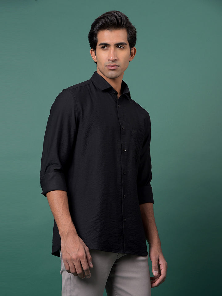 Black Textured Shirt-Men Shirts-Crimsoune Club