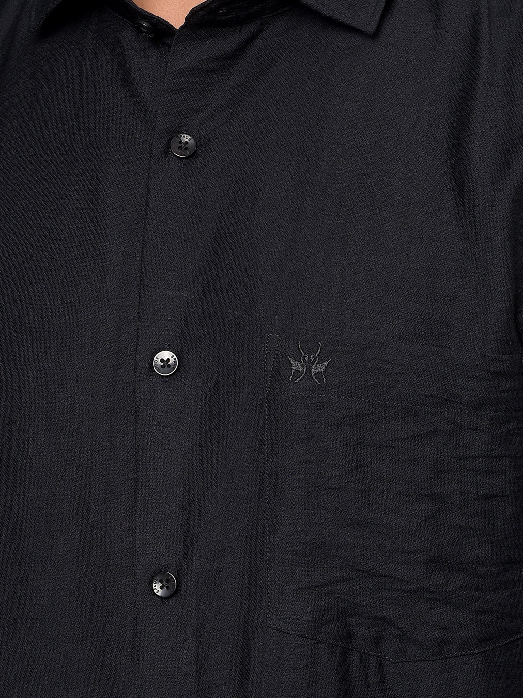 Black Textured Shirt-Men Shirts-Crimsoune Club