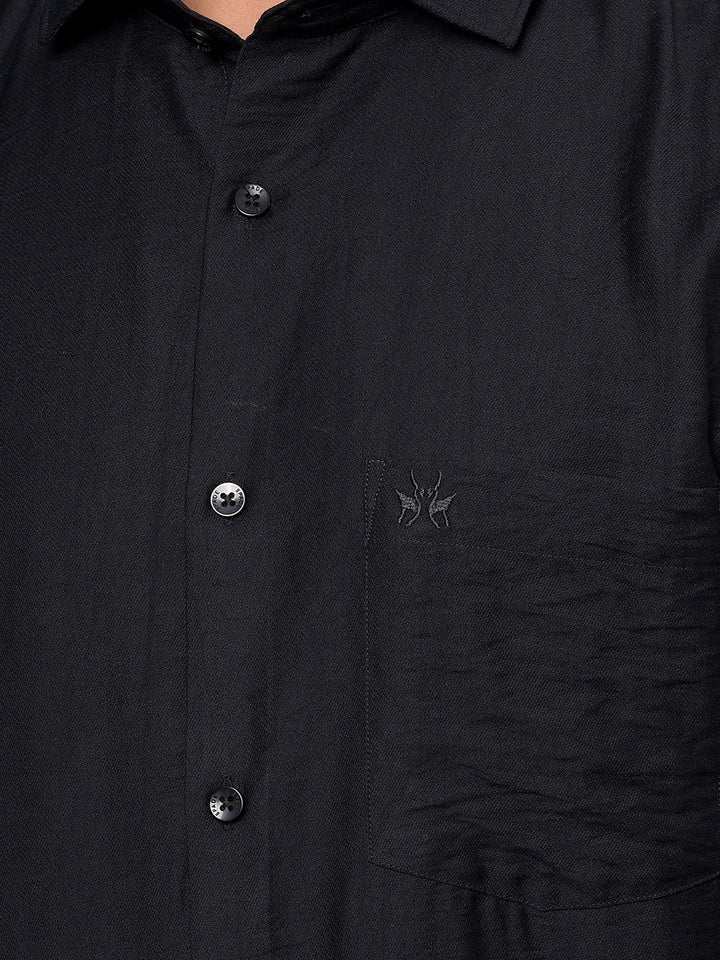Black Textured Shirt-Men Shirts-Crimsoune Club