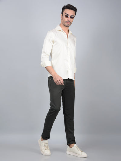 Off White Cotton Shirt-Men Shirts-Crimsoune Club