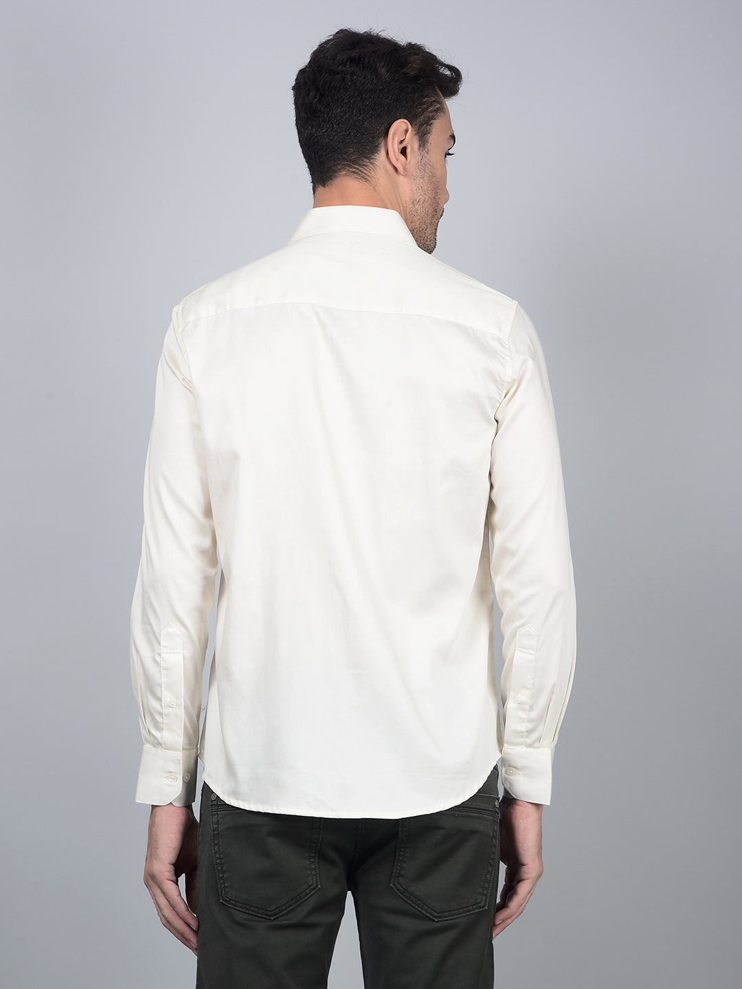 Off White Cotton Shirt-Men Shirts-Crimsoune Club