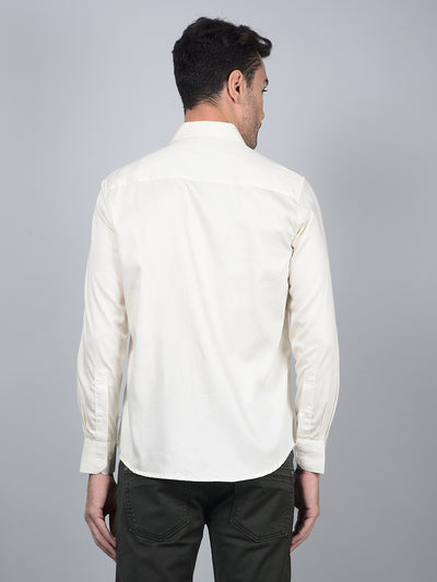 Off White Cotton Shirt-Men Shirts-Crimsoune Club