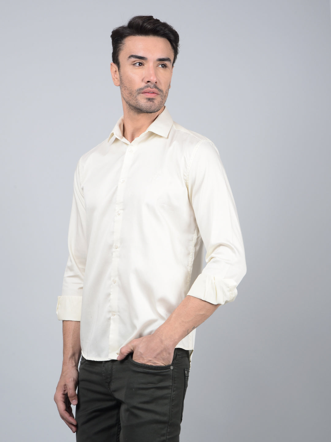Off White Cotton Shirt-Men Shirts-Crimsoune Club