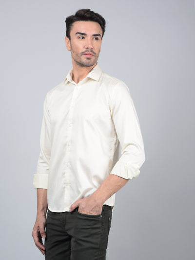Off White Cotton Shirt-Men Shirts-Crimsoune Club