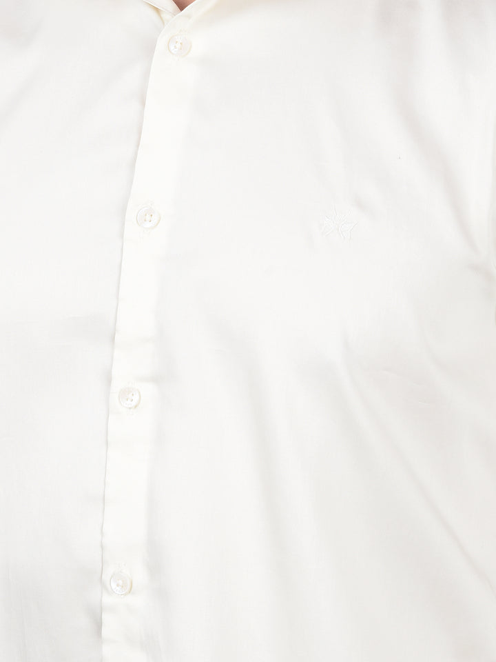 Off White Cotton Shirt-Men Shirts-Crimsoune Club