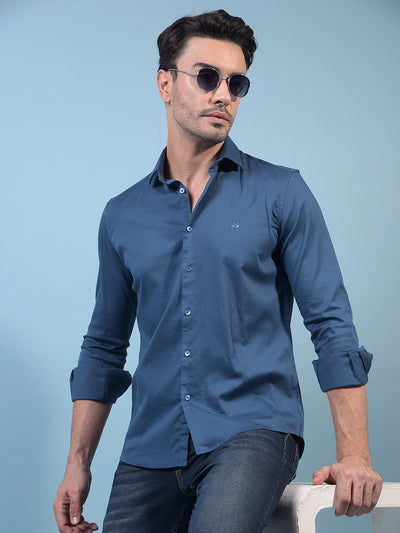 Men's Blue Shirt-Men Shirts-Crimsoune Club