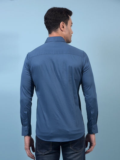 Men's Blue Shirt-Men Shirts-Crimsoune Club