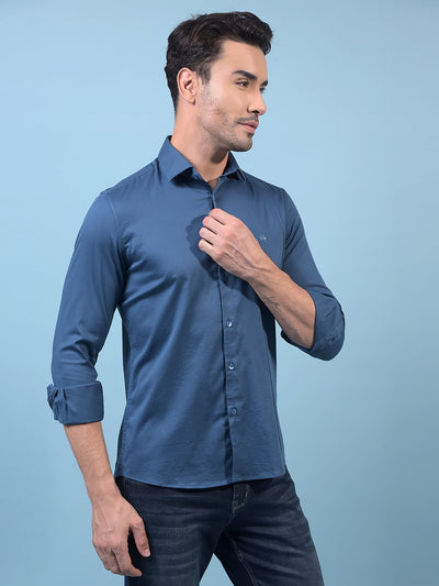 Men's Blue Shirt-Men Shirts-Crimsoune Club