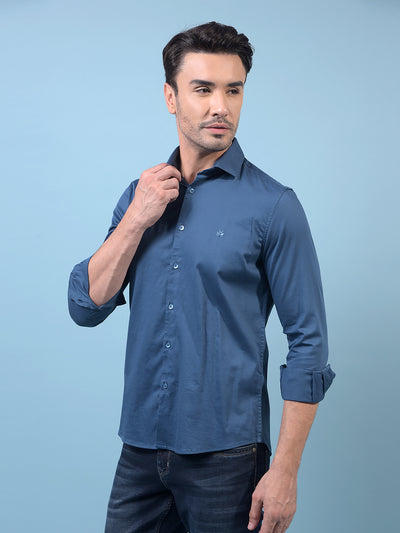 Men's Blue Shirt-Men Shirts-Crimsoune Club