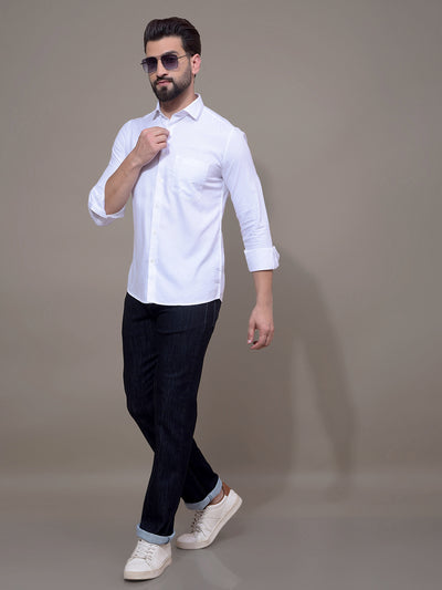 White Modal Shirt-Men Shirts-Crimsoune Club