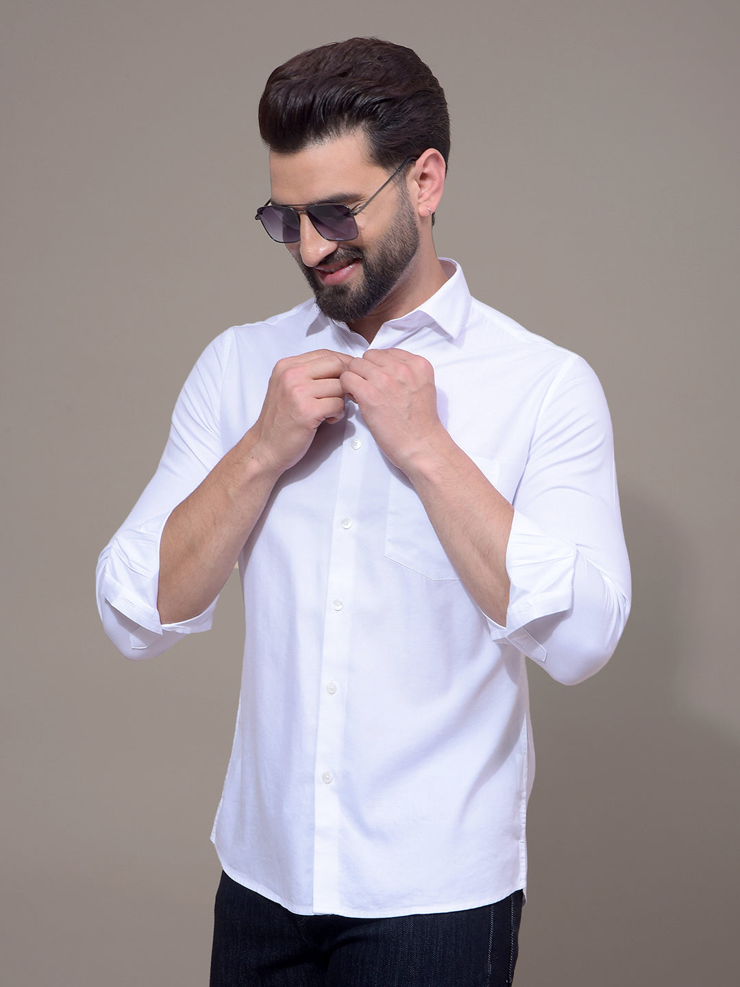 White Modal Shirt-Men Shirts-Crimsoune Club
