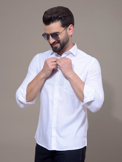 White Modal Shirt-Men Shirts-Crimsoune Club