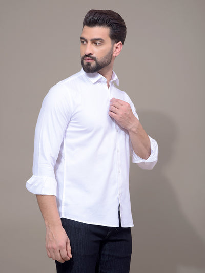 White Modal Shirt-Men Shirts-Crimsoune Club
