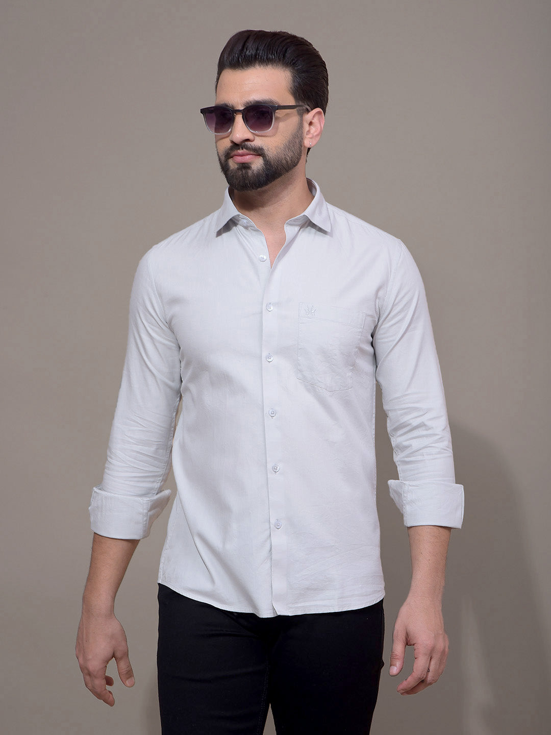 Grey Modal Shirt-Men Shirts-Crimsoune Club