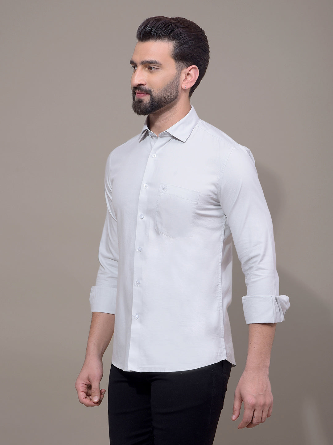 Grey Modal Shirt-Men Shirts-Crimsoune Club