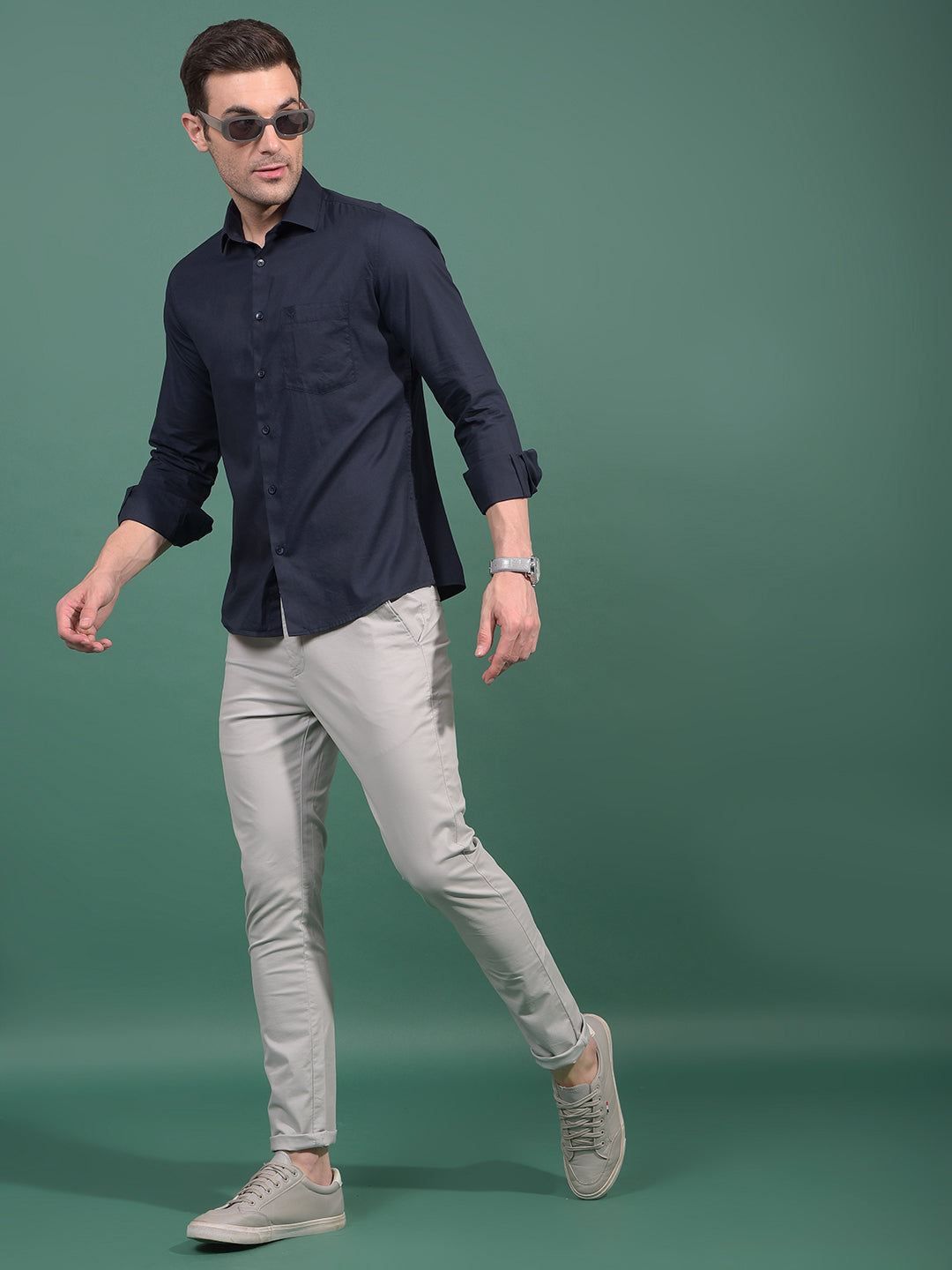 Navy Blue Modal Shirt-Men Shirts-Crimsoune Club