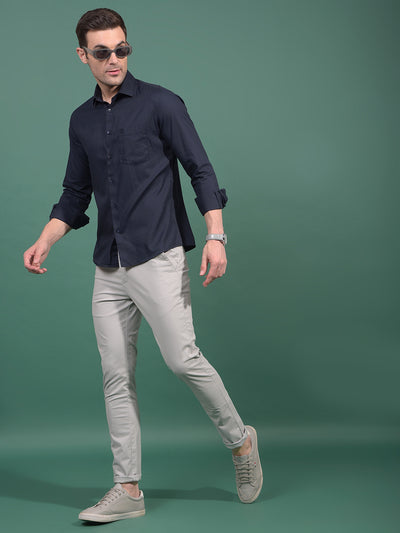 Navy Blue Modal Shirt-Men Shirts-Crimsoune Club