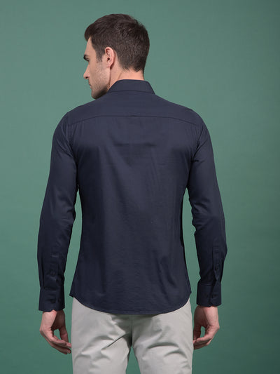Navy Blue Modal Shirt-Men Shirts-Crimsoune Club