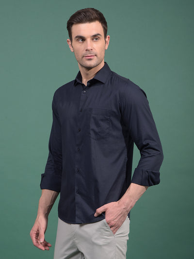 Navy Blue Modal Shirt-Men Shirts-Crimsoune Club