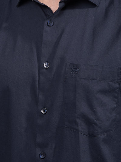 Navy Blue Modal Shirt-Men Shirts-Crimsoune Club