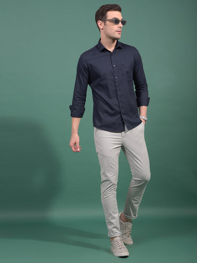 Navy Blue Modal Shirt-Men Shirts-Crimsoune Club